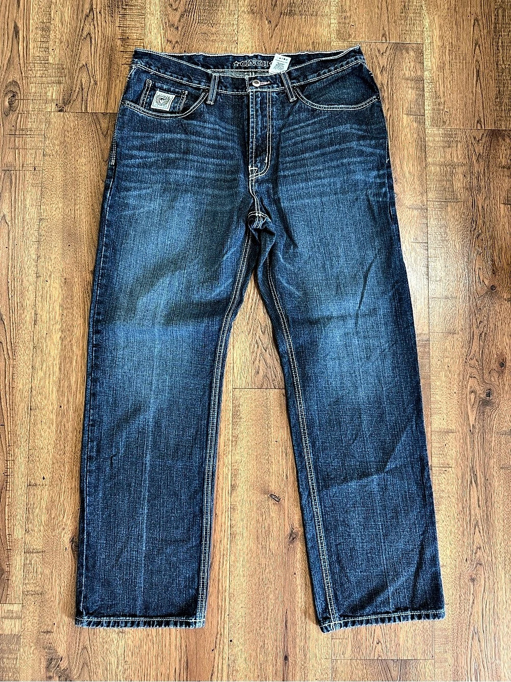 CINCH 49White Label Blue Medium Wash Straight Leg Jeans, Regular Fit, 5-Pocket